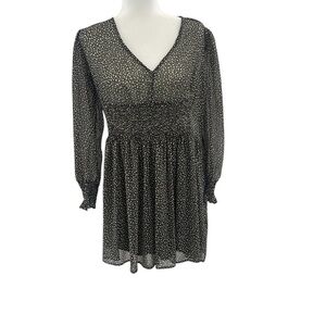 Zara Black and White Smocked Sundress with Bishop Sleeves